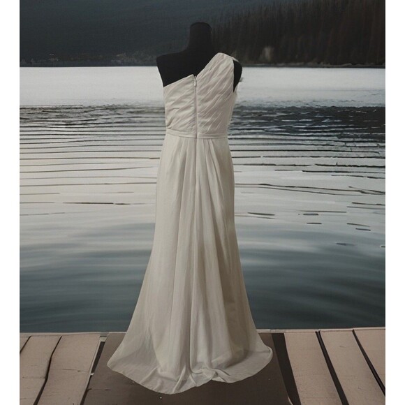 Chic Azazie Sharon ALine One Shoulder Chiffon Frost Gown Size A4 formal Wedding - Picture 9 of 9